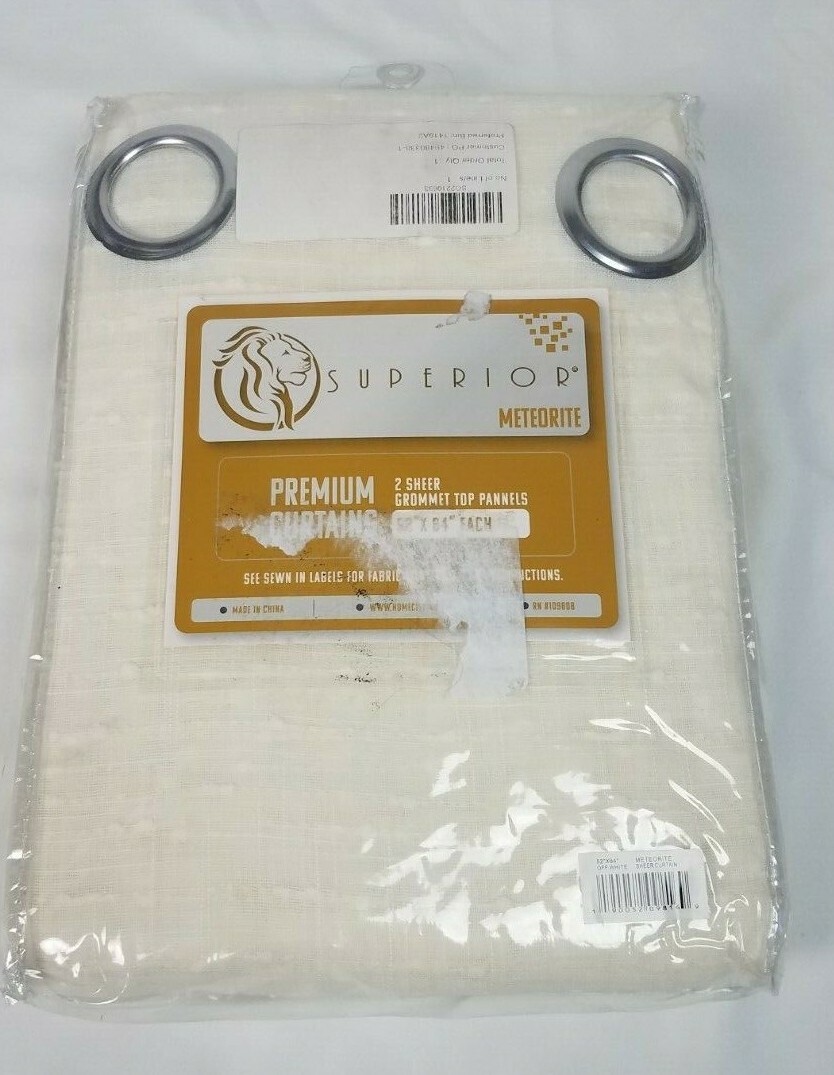 Superior Meteorite Dot 2-52×84 Sheer Silver Grommet Off White Curtains NEW