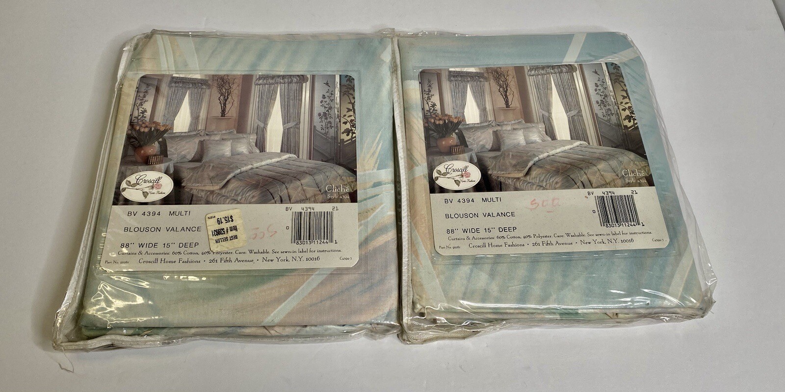 Croscill Home Fashions Blouson Valance 88” Wide x 15″ Deep Lot Of 2 Vintage