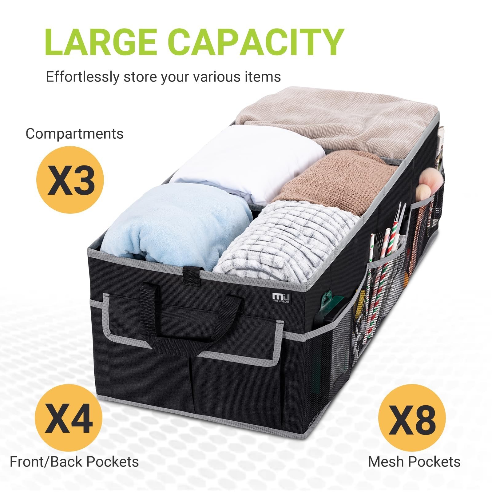 MIU COLOR Trunk Organizer for Car, SUV Trunk Organizer, 12 Pockets, Non-Slip …
