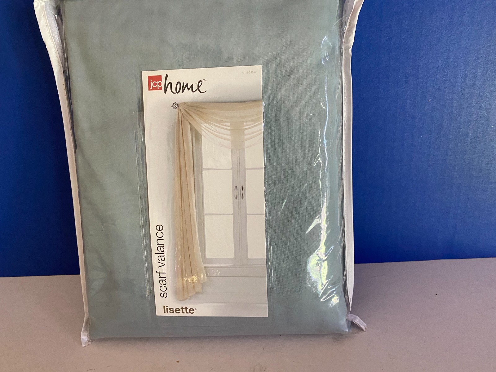 JCP Home Scarf Valance Polyester Aqua Dust NEW 60″ x 216″