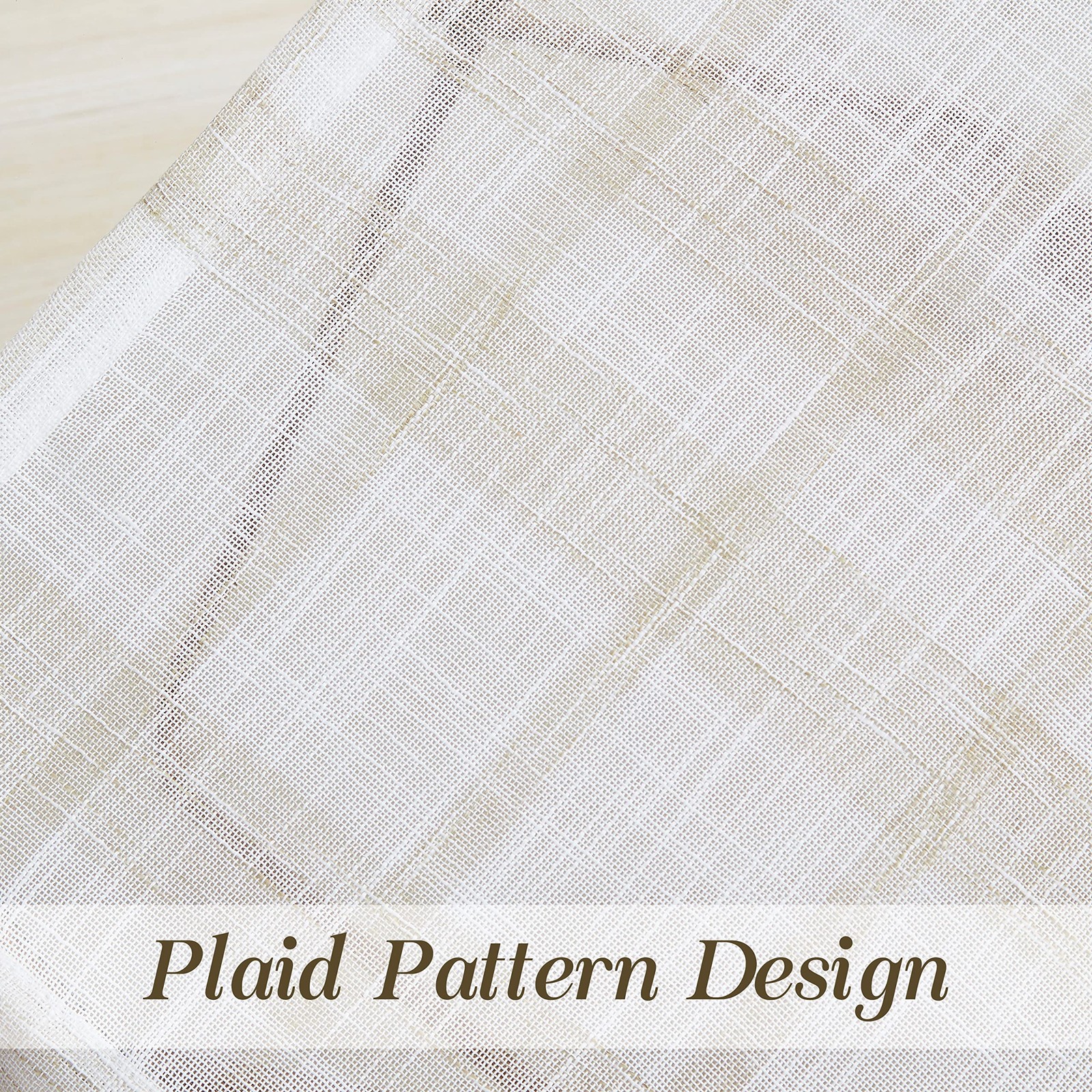 Tan and White Buffalo Plaid Curtains 84 Inch Long Farmhouse Gingham Checkered