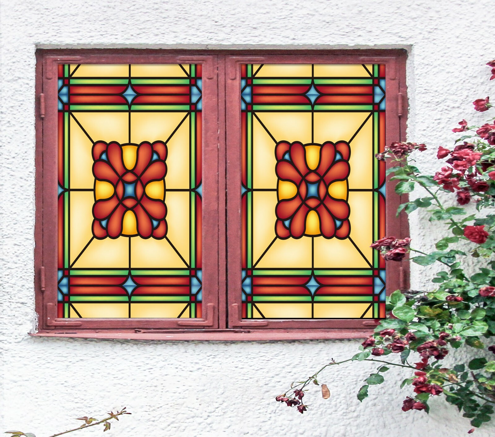 3D Red Graphics A401 Window Film Print Sticker Cling Stained Glass UV Amy