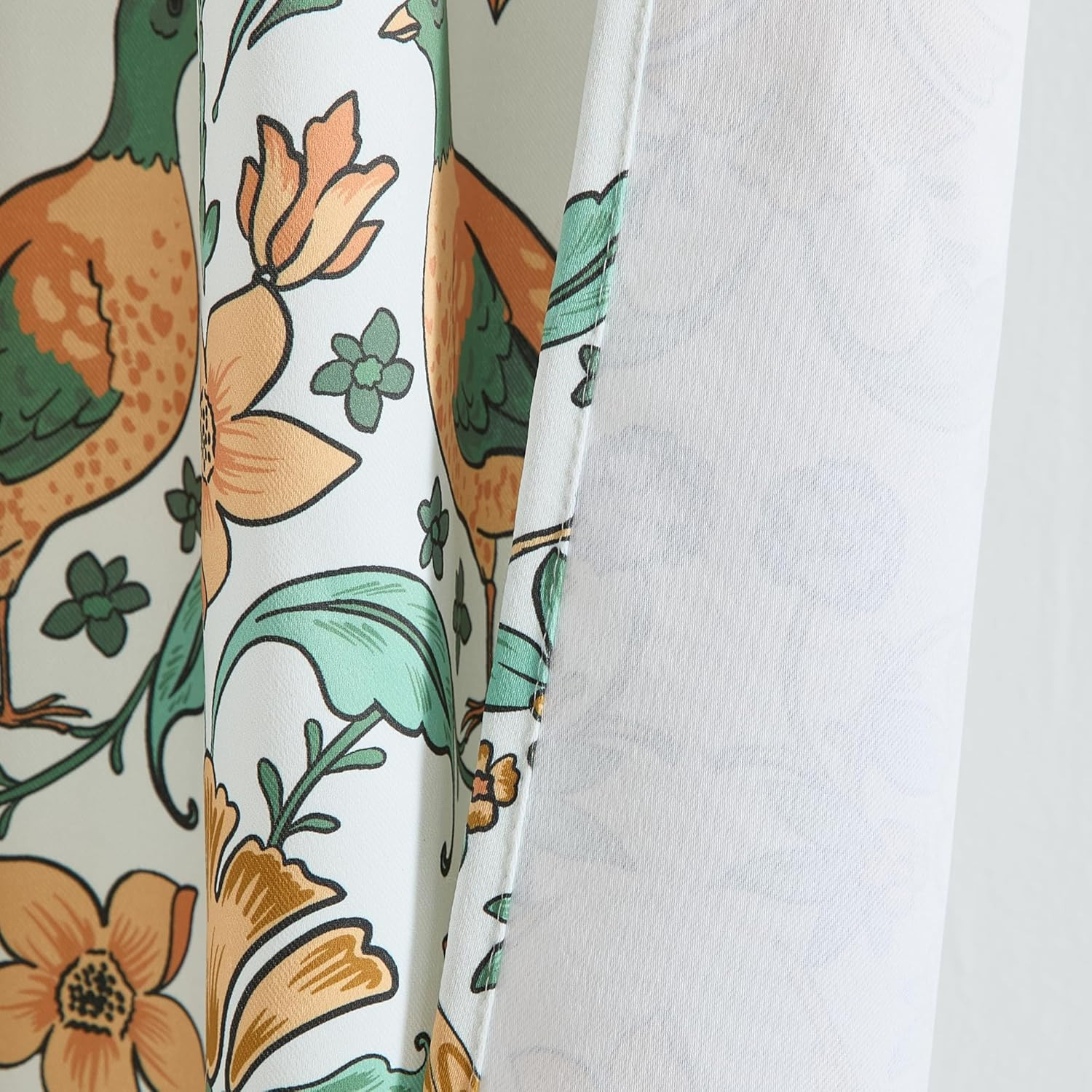 Florence Chinoiserie Whimsical Floral & Birds Patterned Window Back Tab Rod Pock