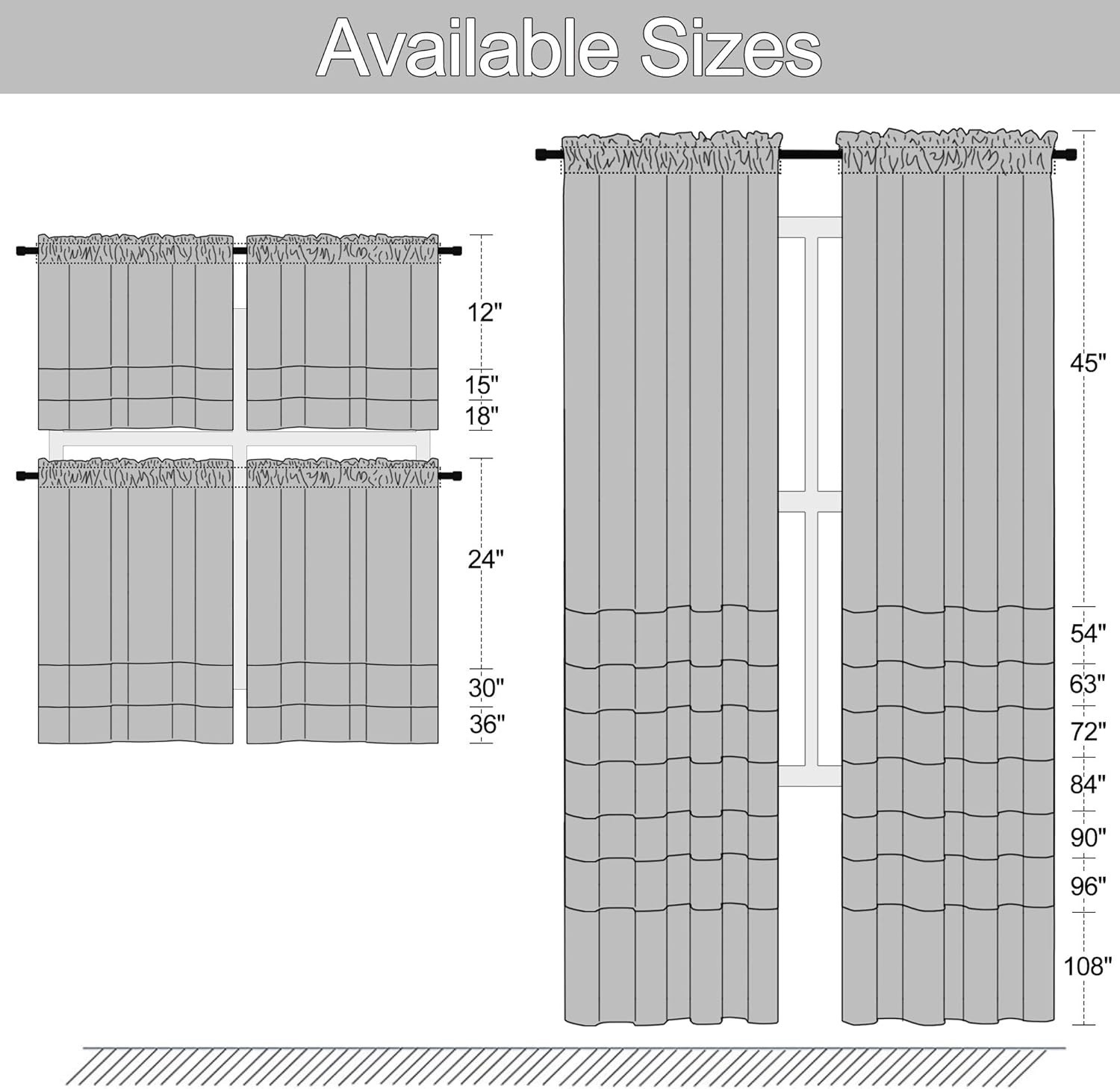 White Room-Darkening Valances (2-Pack) for a Modern Kitchen Look
