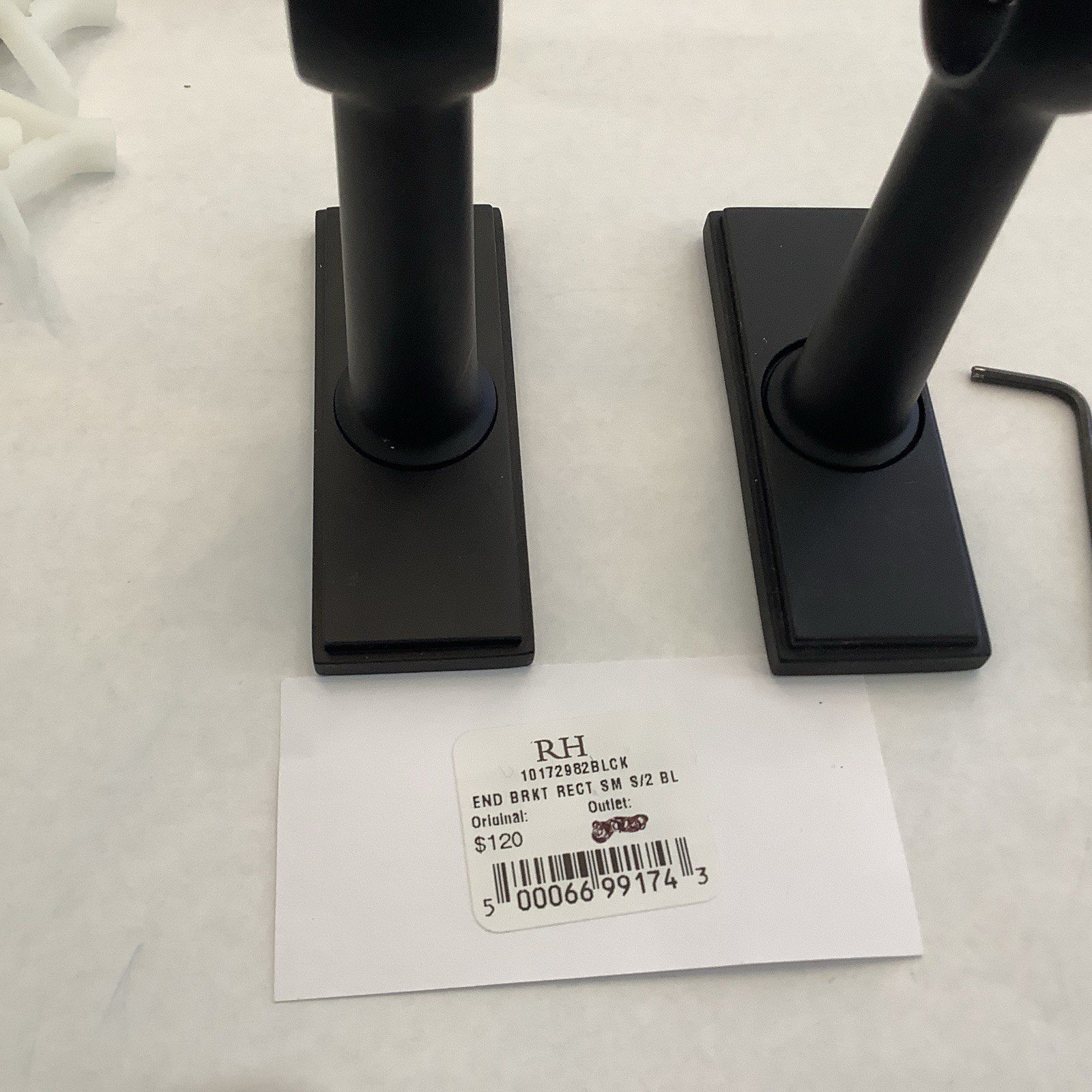 Restoration Hardware Easton End Bracket Rectangular Matte Black Small- Pair