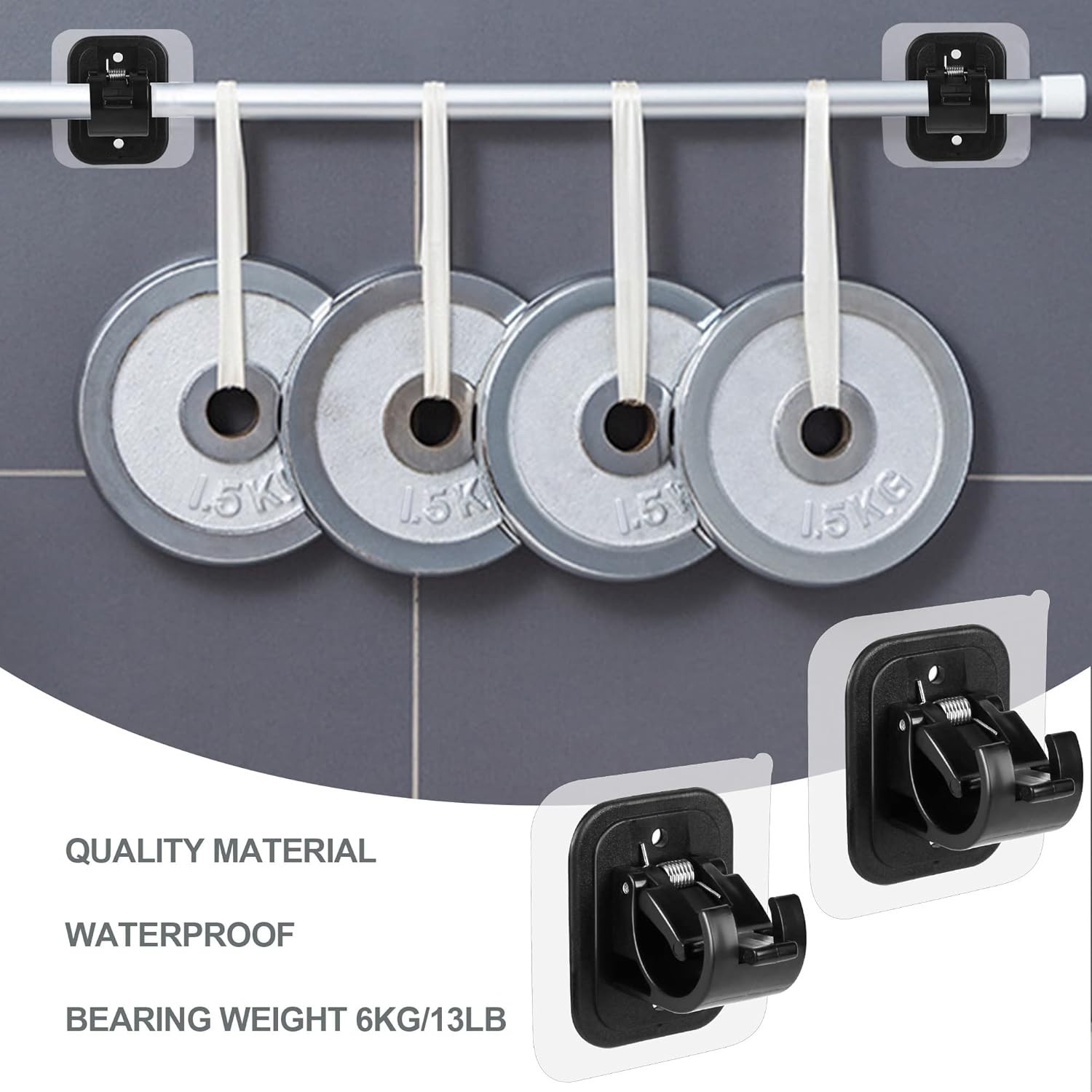 Codoule 2PCS No Drill Curtain Rod Brackets – Adjustable Self Adhesive Hooks