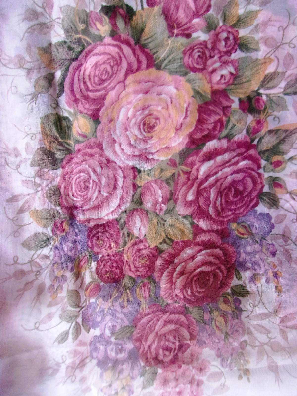 Floral Sheer Scarf Valance Swag Window Topper Wedding Party Roses & Ribbons