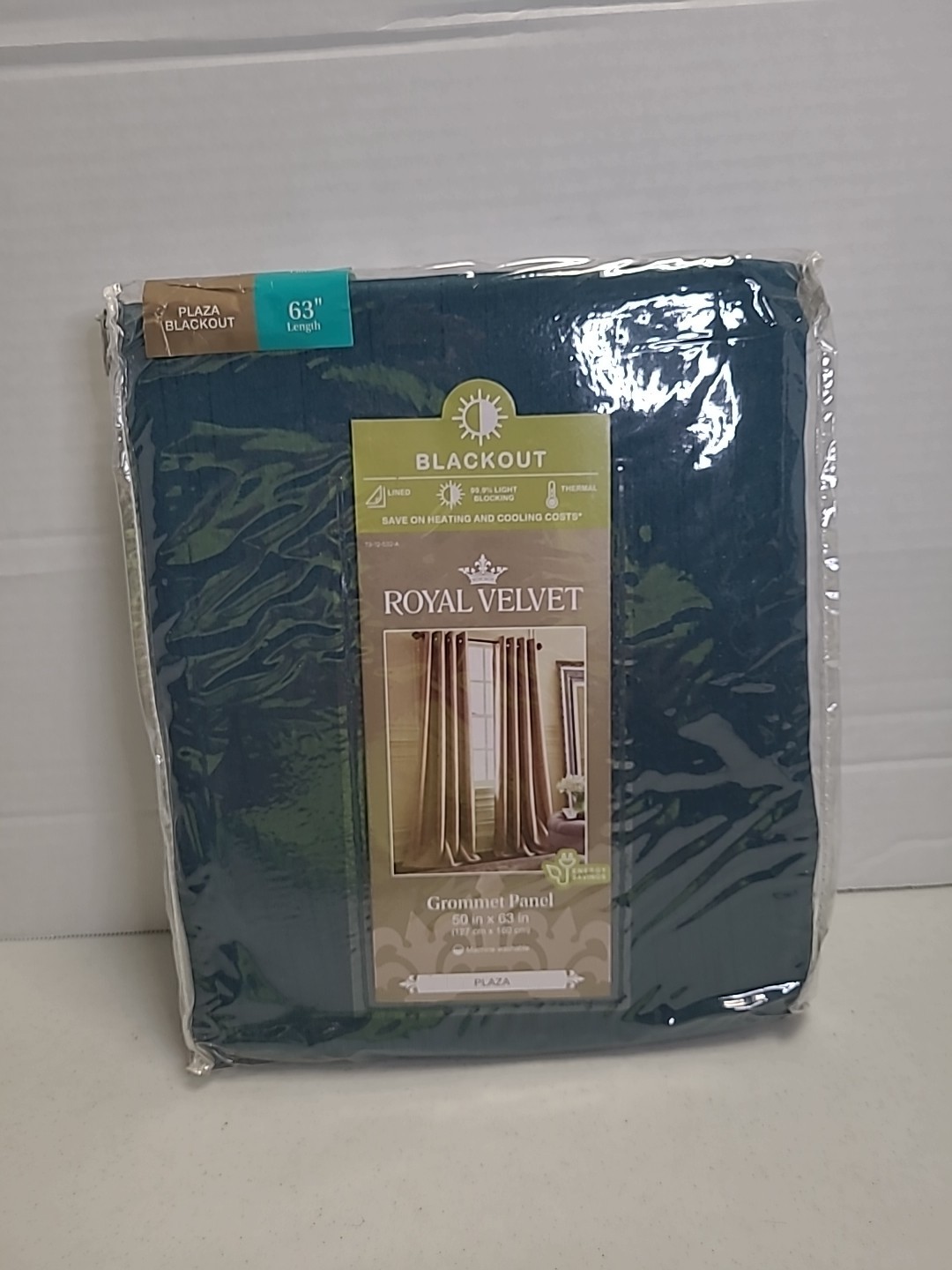 Royal Velvet Plaza Blackout Energy Savings Grommet Panel 50W x 63L Blue