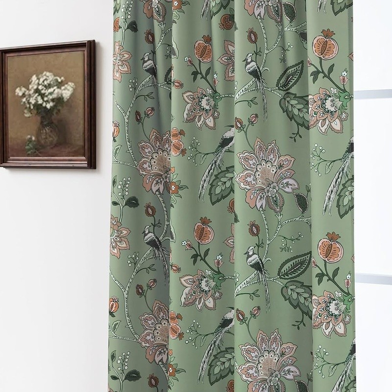 Vintage Botanical Room Darkening Curtains Multi Hanging Options Floral Design US