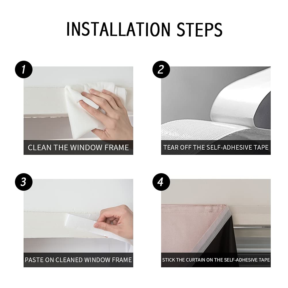 Autohesion Curtains for Windows,Bedroom Blackout Curtains for – Thermal Lnsul…