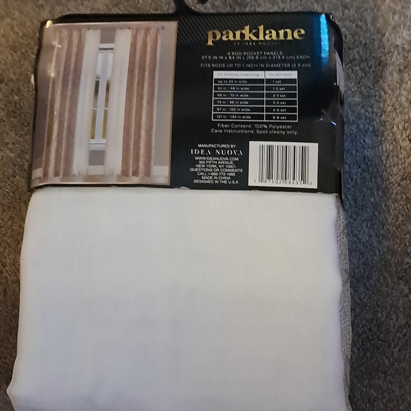 Parklane by Idea Nuova 2 Rod Pocket Panels White Sheer 27.5x84in Polyester