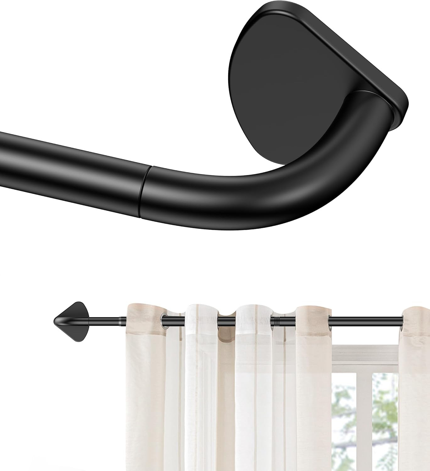 Blackout Curtain Rod for Windows 28″ to 56″, 3/4 Inch Heavy-Duty Metal Wrap arou