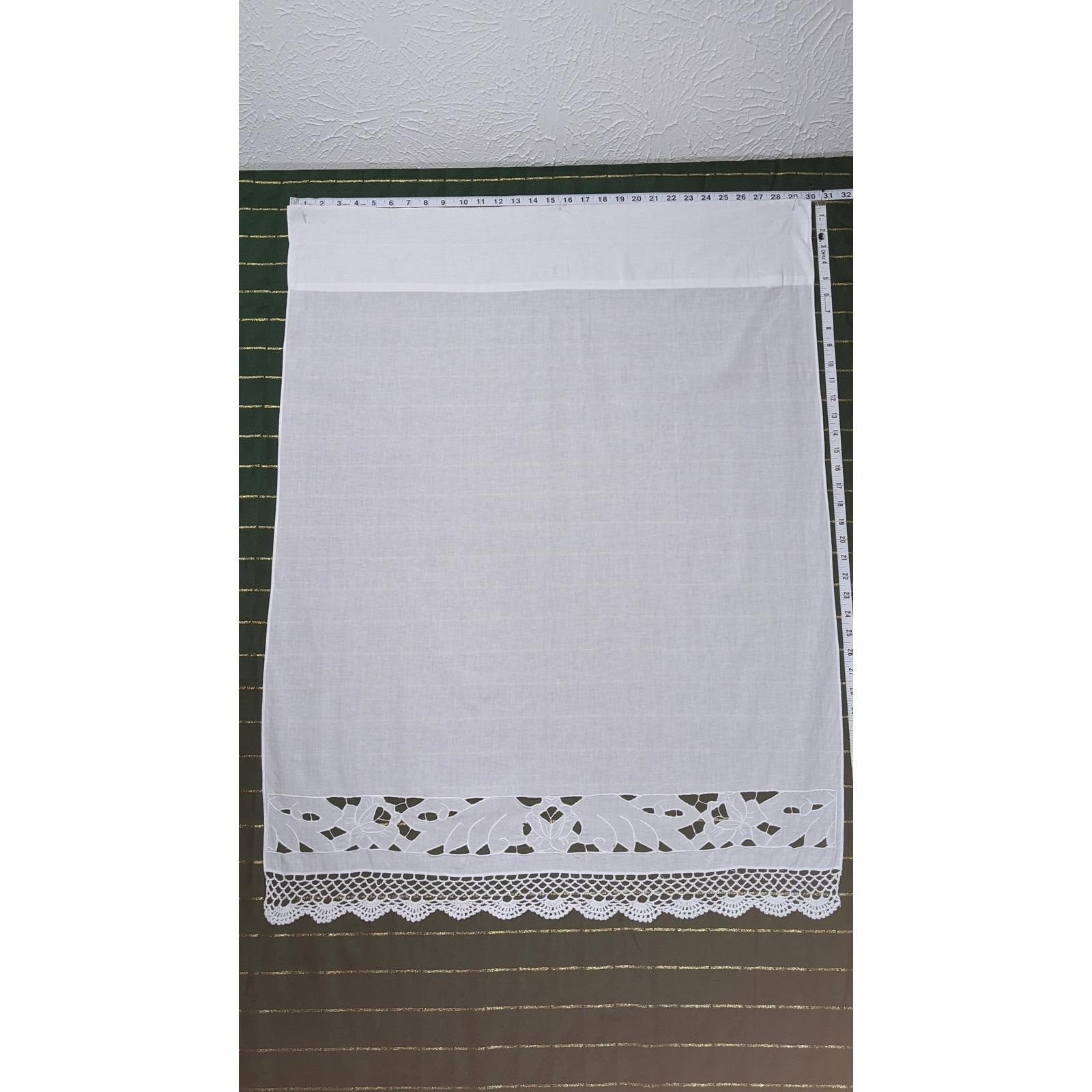 Vintage White CUTWORK Lace Curtain Panel 100% Cotton Cottagecore FAIRYCORE