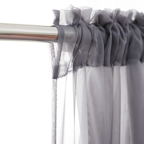 Window Gray Sheer Curtains 84 Inches Long 2 Panels 52″W x 84″L | 2 pcs Grey