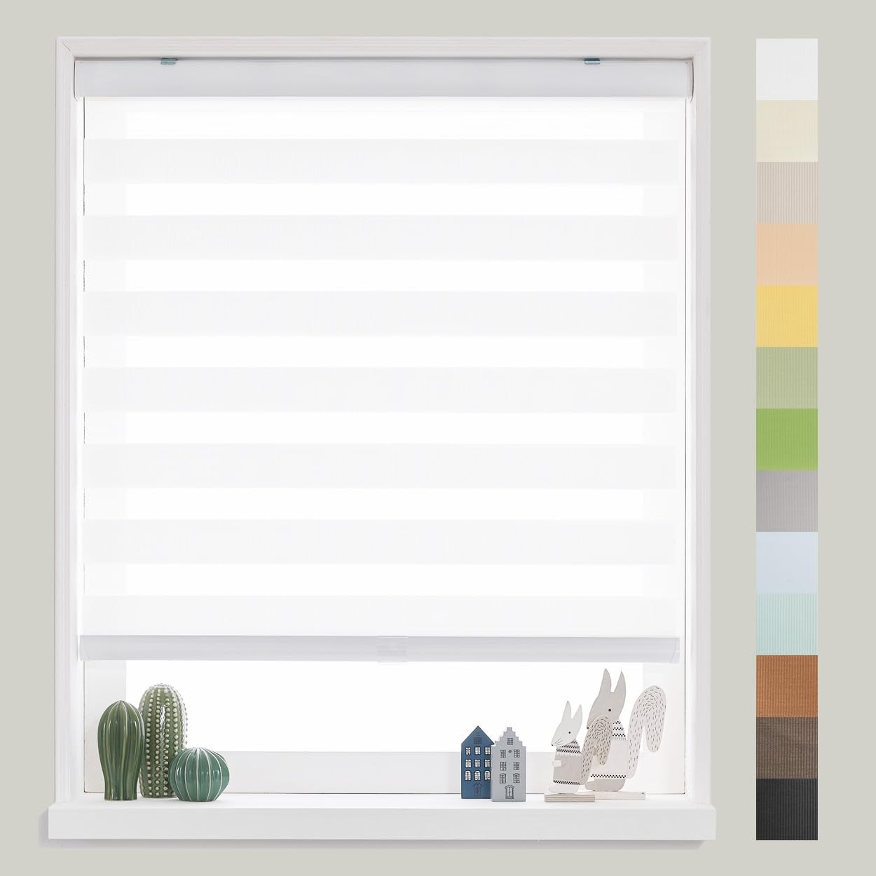 Custom Zebra Horizontal Blind [Basic, White, W 44 in X H 64 in] Day and Night…