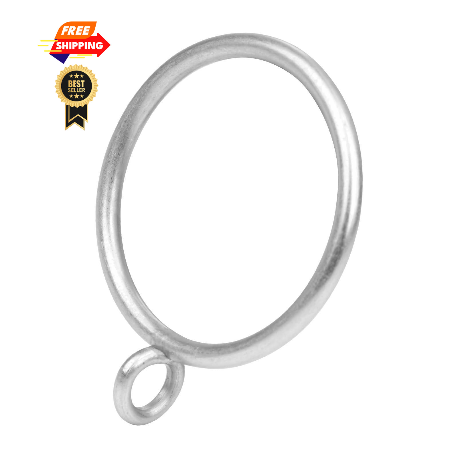 Manysky Curtain Rings with Eyelets, 48 Pack Metal 1.5 Inch, Matte Silver