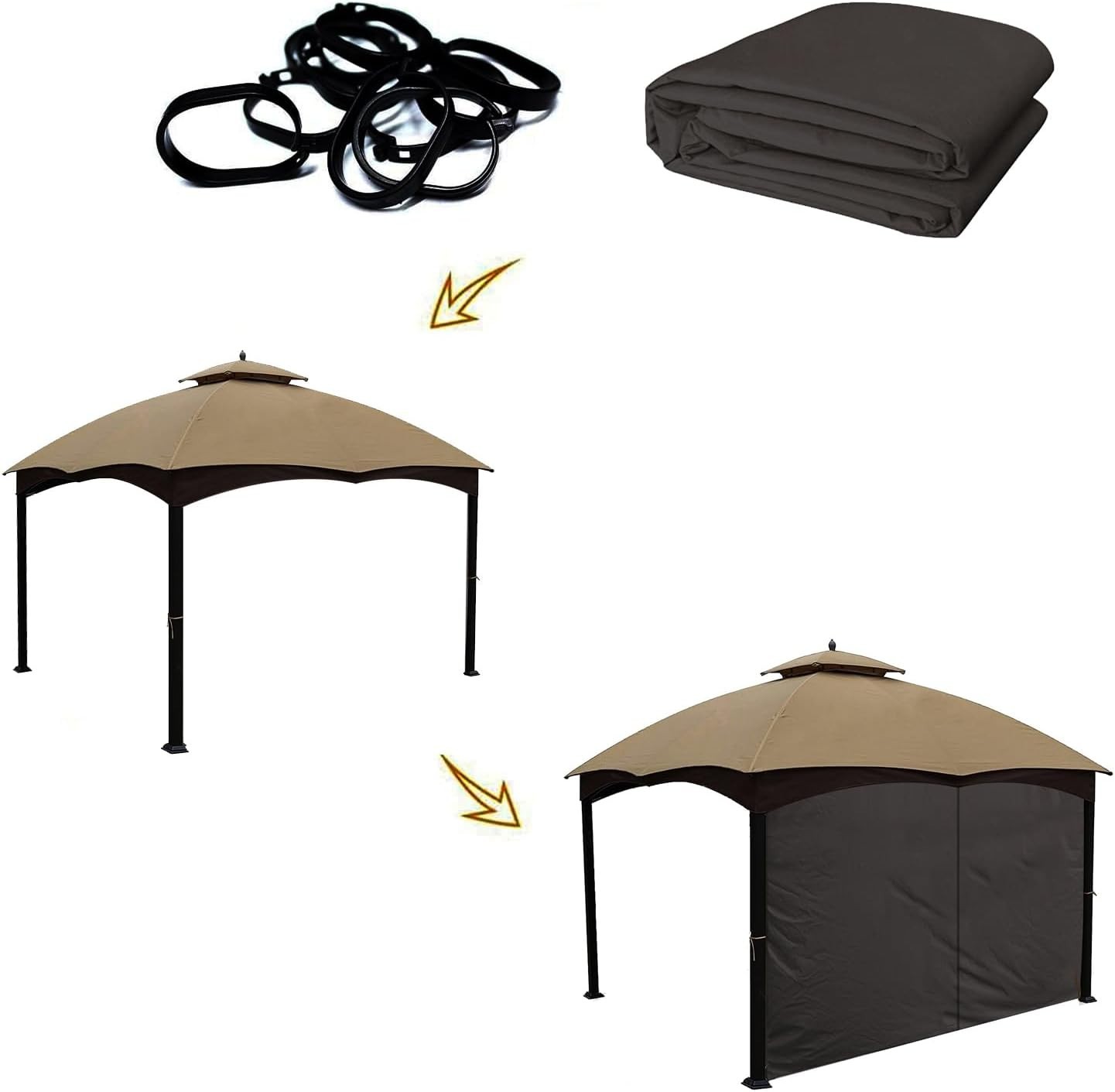 Gazebo Privacy Curtain Polyester 10×12 Outdoor Zippered Side Wall Black
