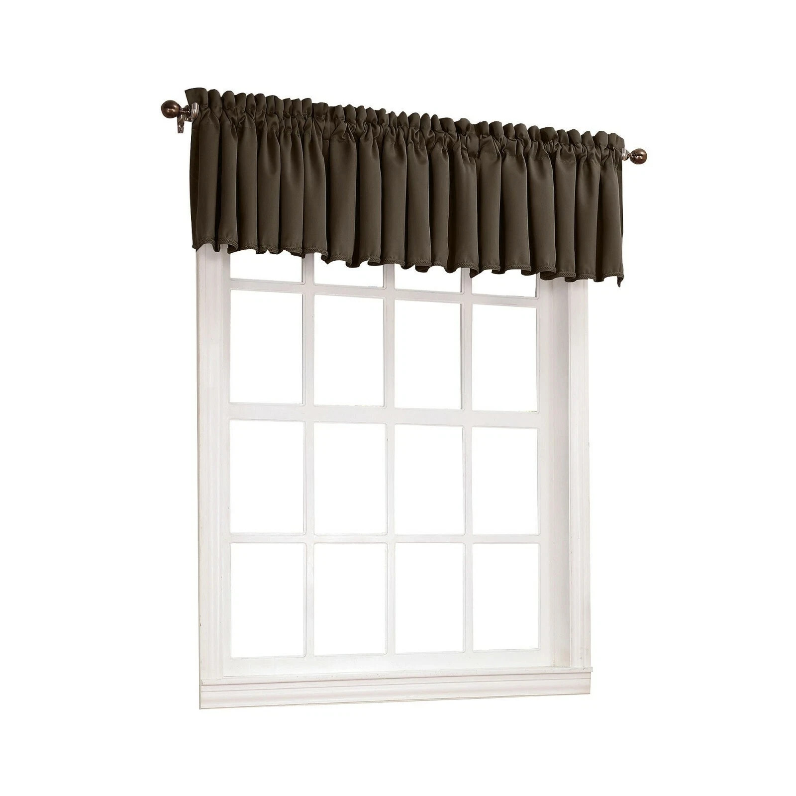 Sun Zero 54×18 Energy Efficient Rod Pocket Valance Dark Brown