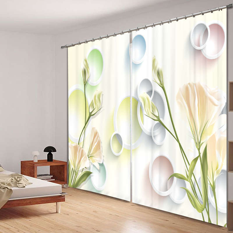 Abstract Elegant Picture 3D Blockout Photo Printing Curtains Draps Fabric Window