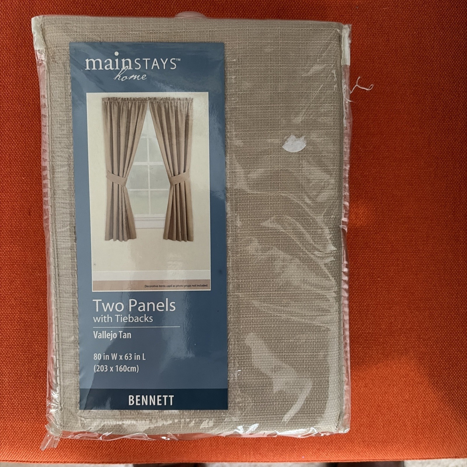 Mainstays Home Two Panels With Tie Backs Vallejo Tan. New