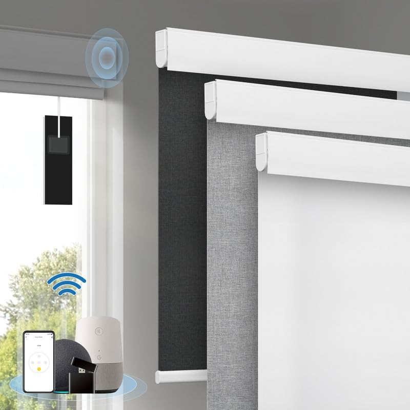 Remote-Controlled Motorized Blackout Blinds with Free Solar Panels, 34″x72