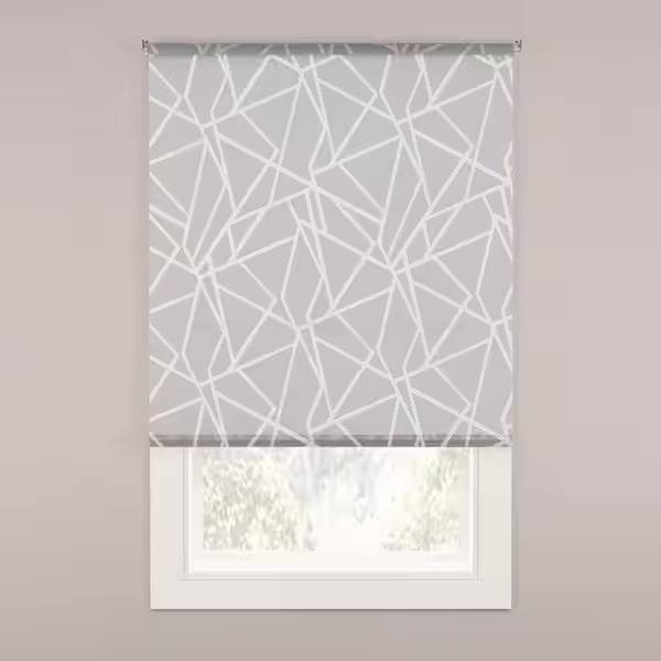 Gray Pattern Cordless Light Filtering Fabric Roller Shade 55.25 in. W x 72 in. L