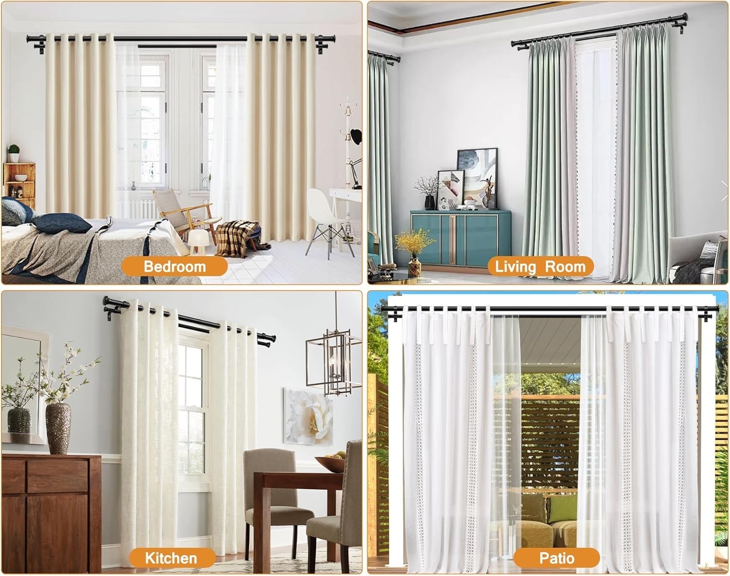 1 Inch Double Curtain Rods 66 to 120 Inches 5.5 to 10ft, Heavy Duty Decorativ…