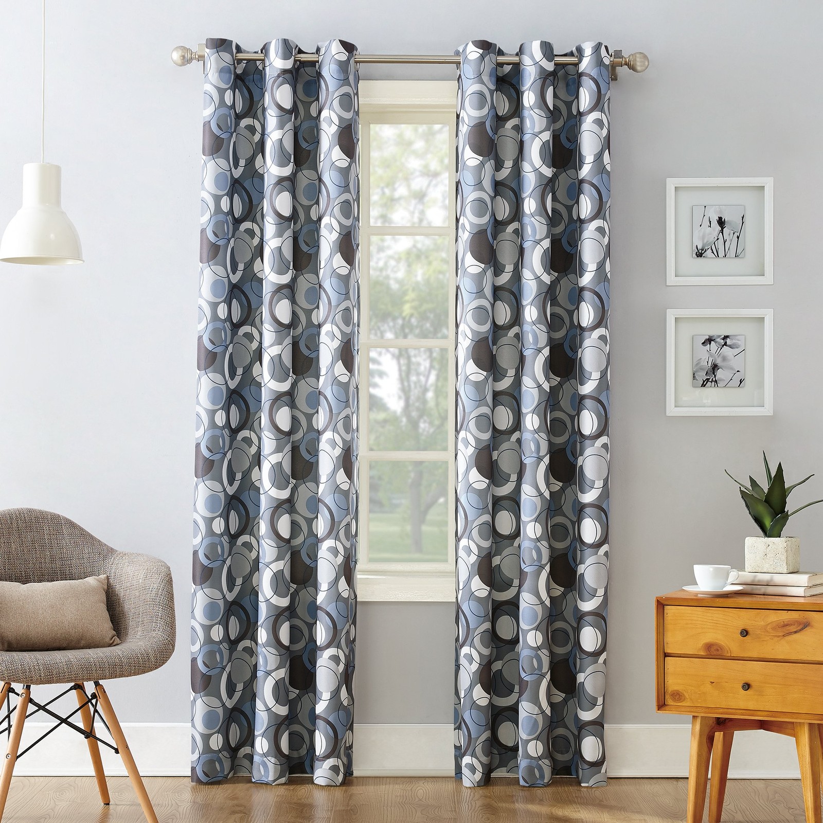 No. 918 Celestial Celestial Print Semi-Sheer Grommet Curtain Panel, 48″ x 84″…