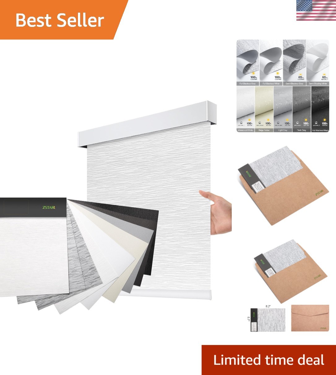 Motorized Blackout Window Blinds Customize Width21-97 in Remote Control Wirel…