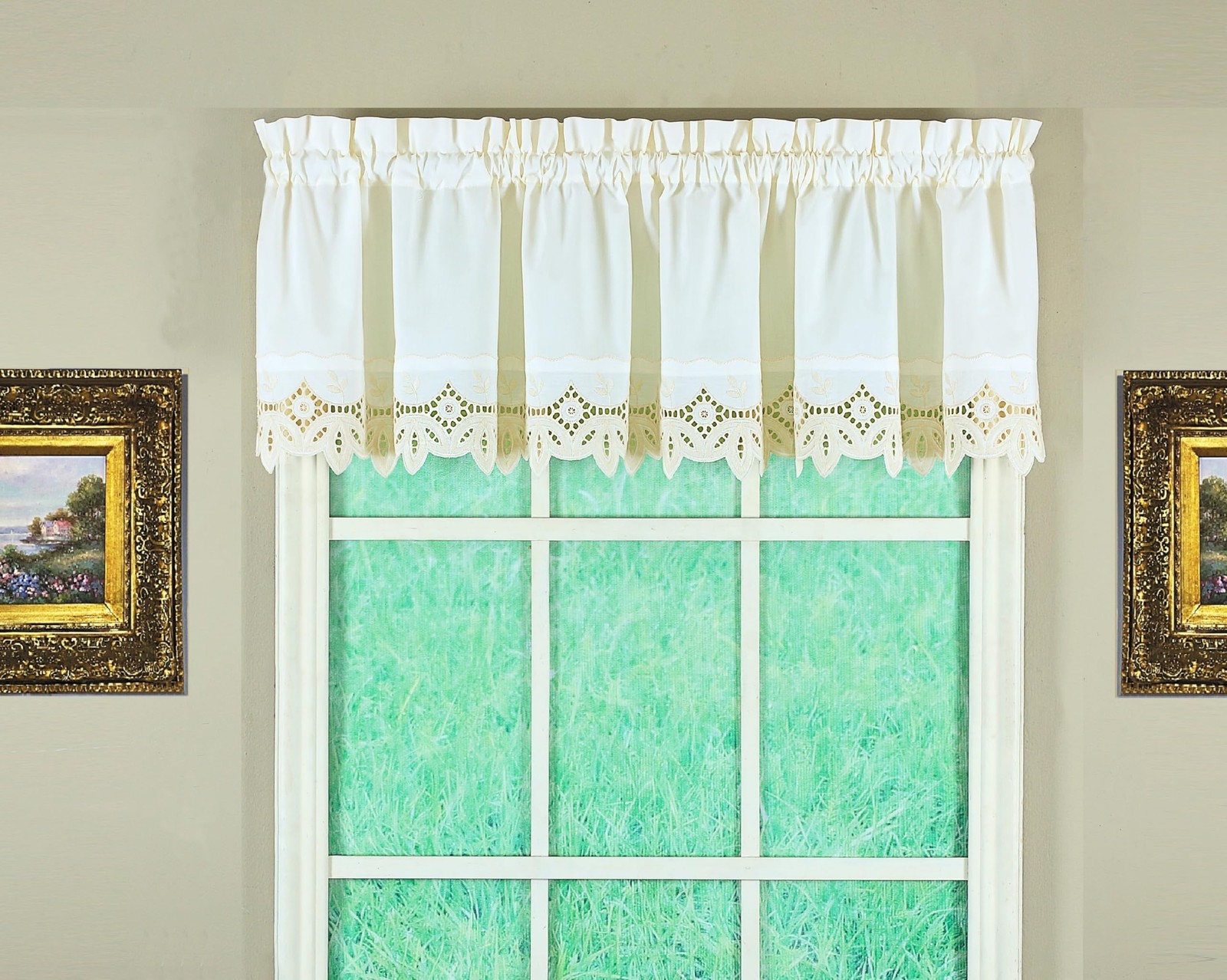 Today’S Curtain Todays Curtain Heirloom Battenberg Eyelet Valance 14 Ecru 58 W