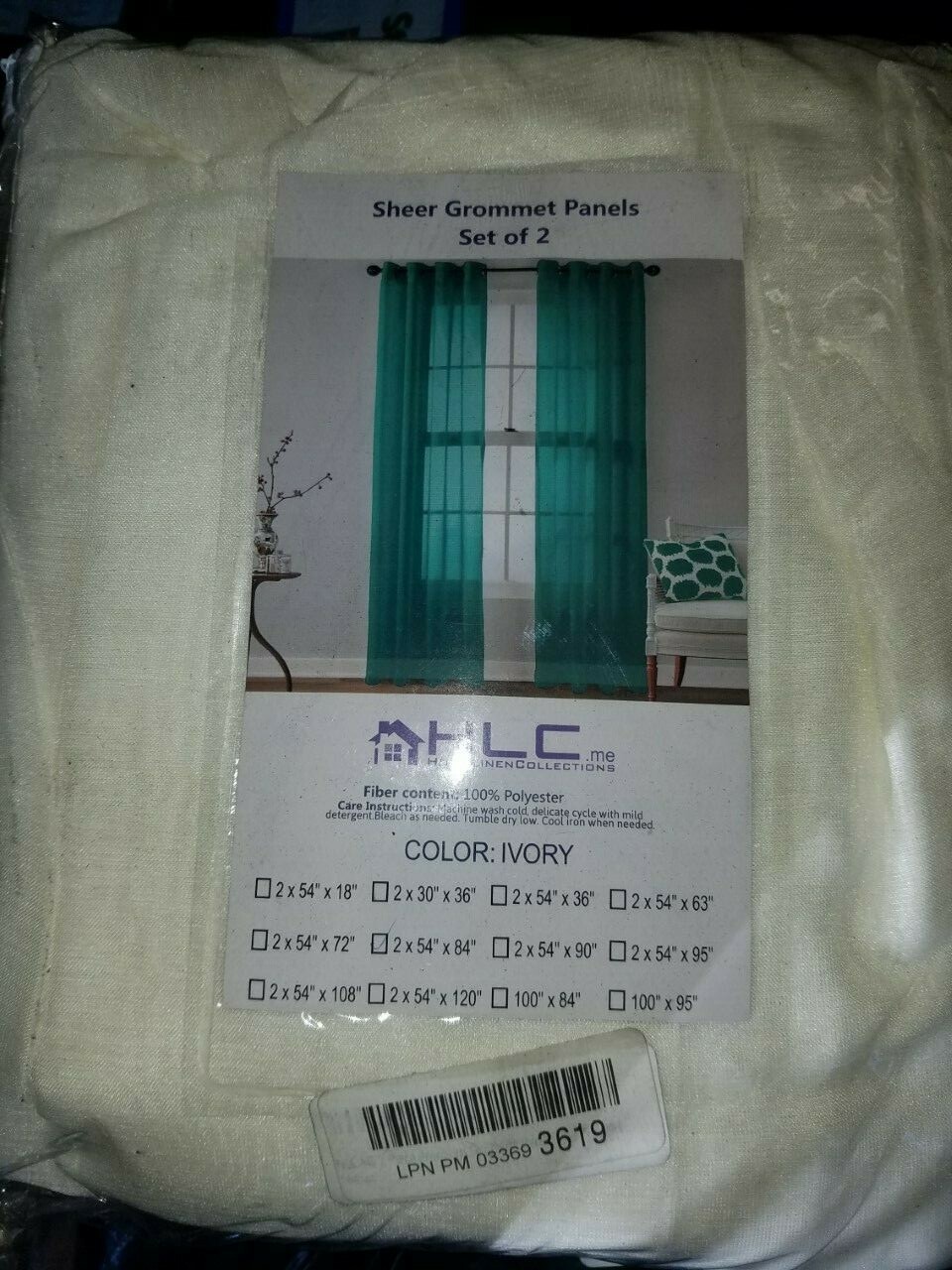HLC.ME 2 Piece Sheer Window Curtain Grommet Panels for Bedroom(Ivory)- 54W x 84L