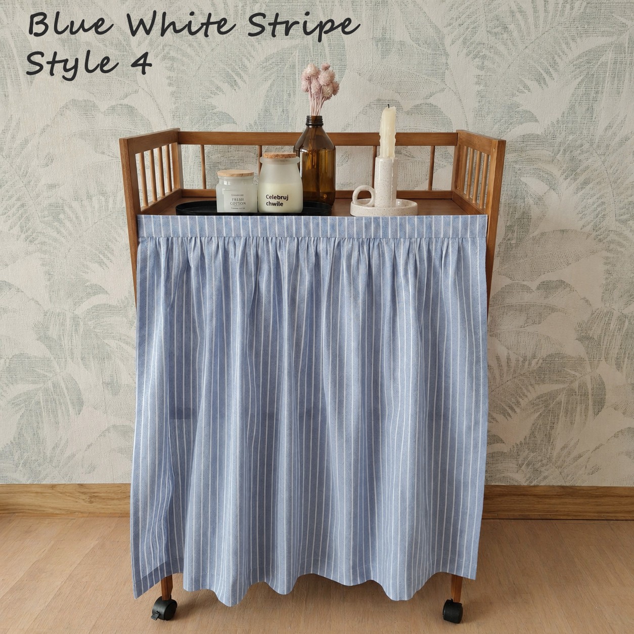 No Drill Hook and Loop Curtain Cabinet Kitchen Cafe Curtain Stick On Cotton