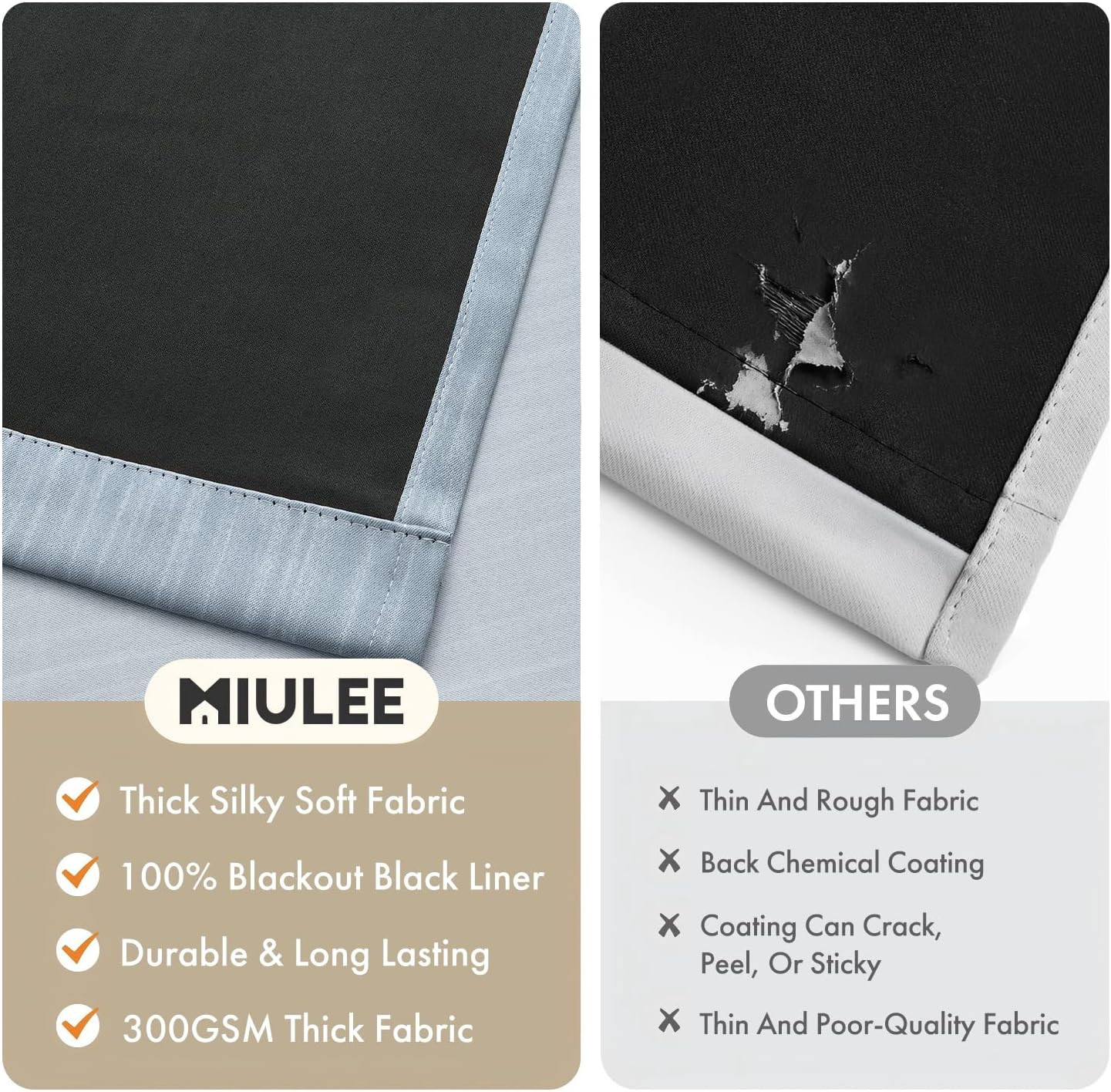 Chambray Blue and Greyish White Ombre Blackout Curtains, Full Room Darkening The