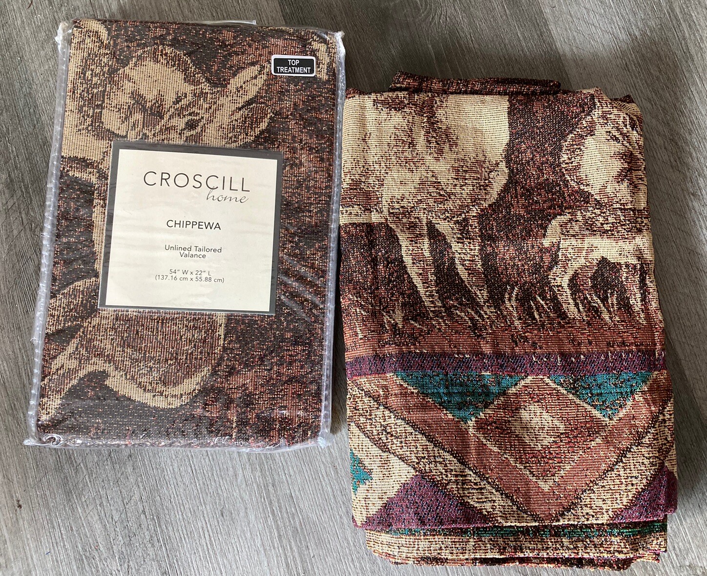 Croscill BUCK DEER Valances 2 Piece Chippewa 55” X 22” Tapestry Lodge Camp