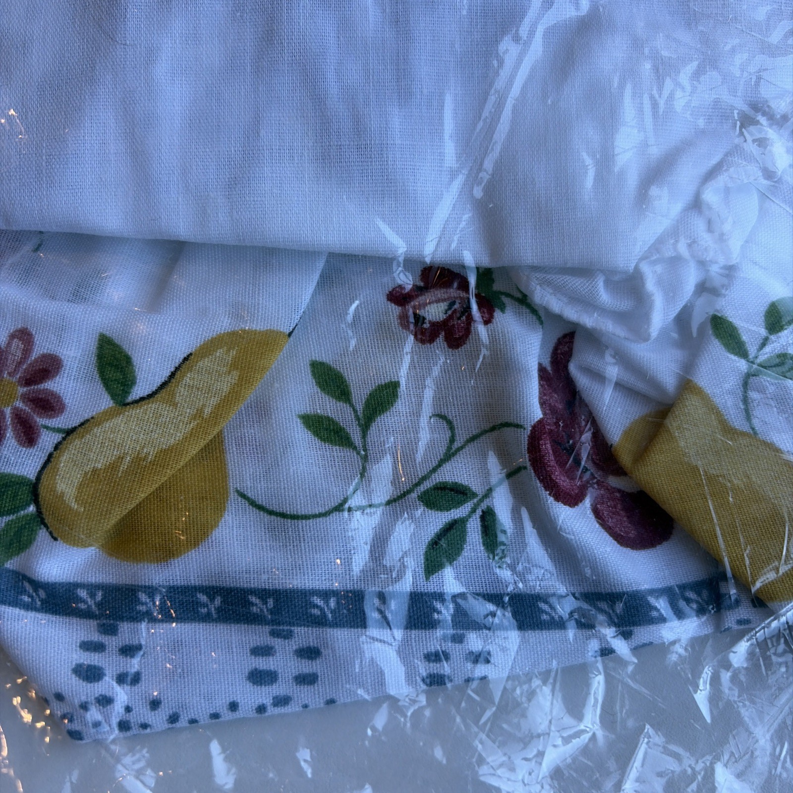 Vintage Floral Ruffled Swag Curtain Set 38″L x 60″W 2 Pieces Bue Cottagecore NWT