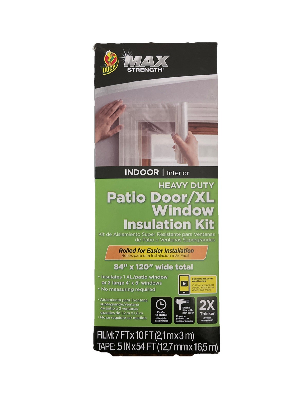 Indoor Shrink Film-Duck -84”x 120” XL Heavy Duty Window Insulation Kit 7’ x 10’
