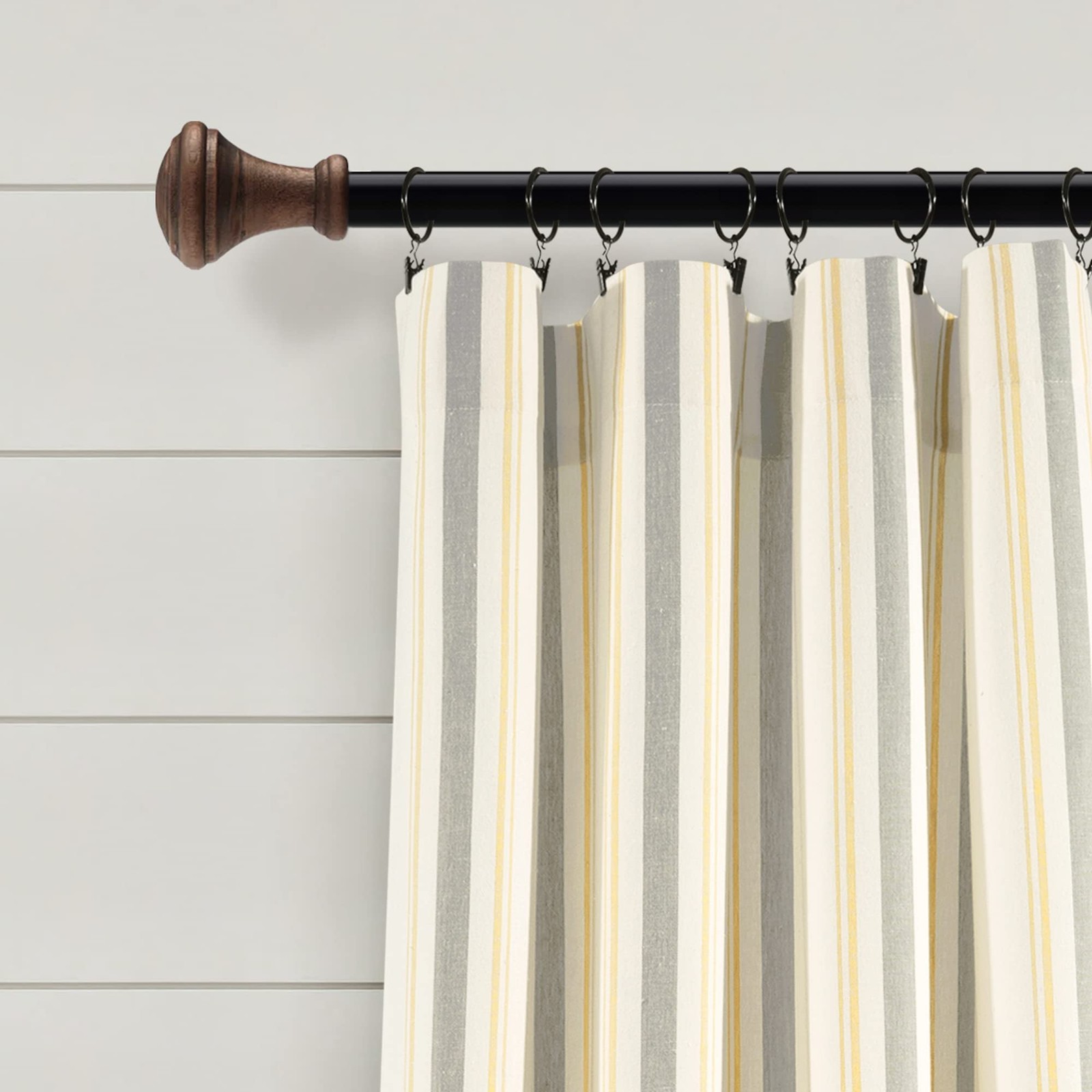 Lush Decor Farmhouse Stripe Eco-Friendly Recycled Cotton Curtain Panel Pair