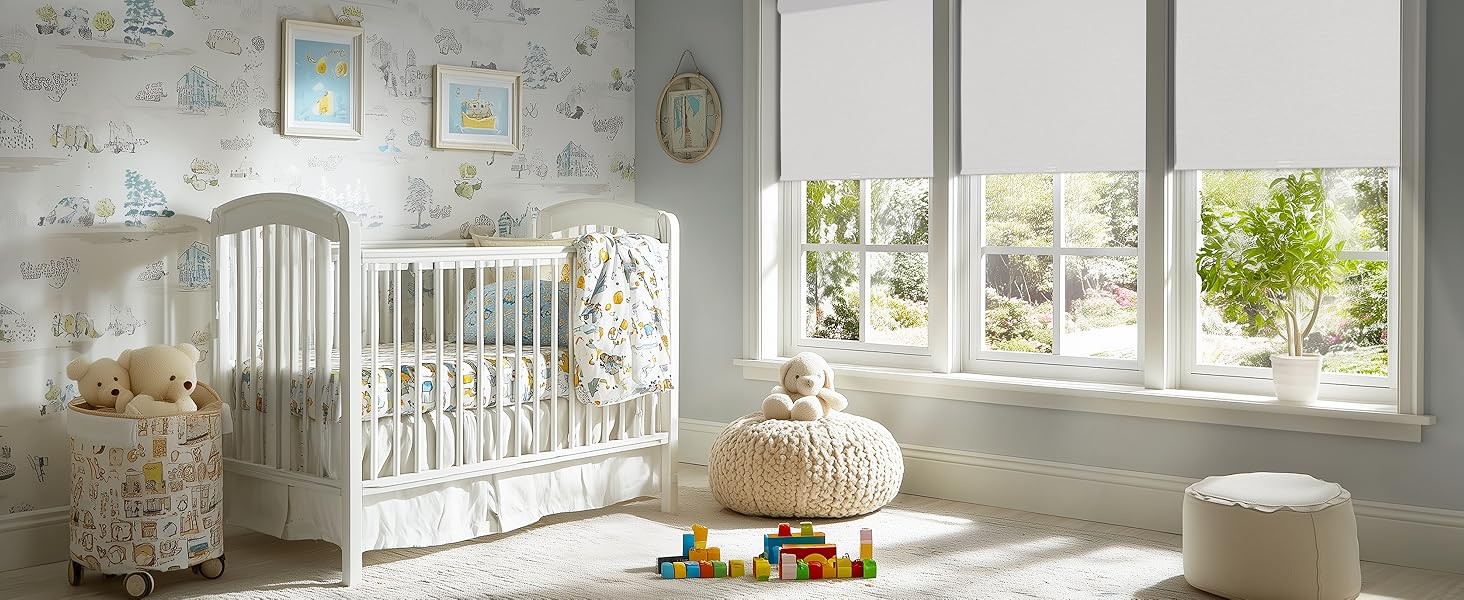Blackout Roller Shades with Valance for Bedroom,White,46″ W X 72″ H | No-Drill