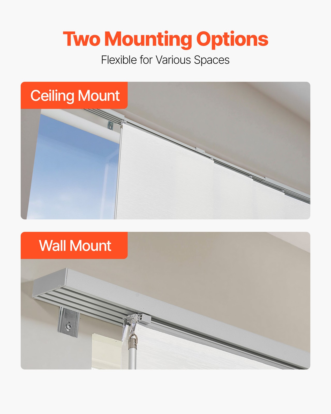 VEVOR Panel Track Blinds Extendable Track from 45.8 in to 86 in W Trimmable