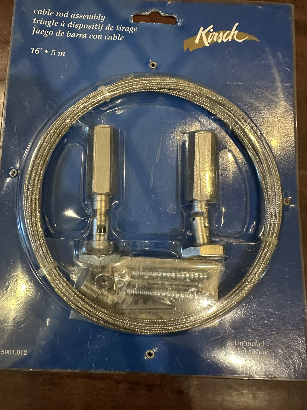 Kirsch Cable Rod Assembly 16′ Feet Satin Nickel Ceiling Inside Outside Mount