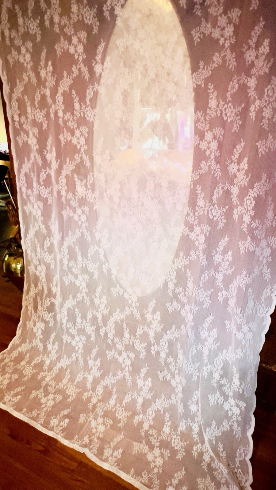 1 of 16 VTG WHITE ROSE FLORAL NET LACE CURTAIN PANELS SCALLOPED SIDES 60×87 8 PR