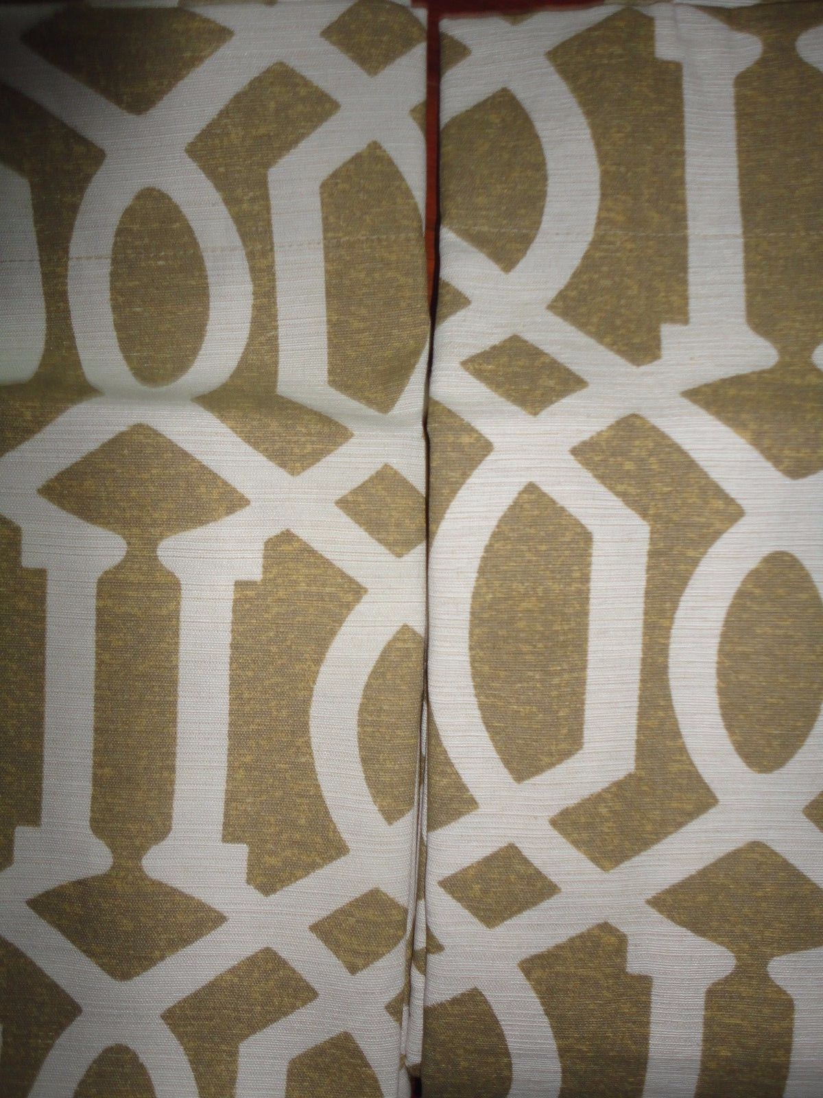 THRESHOLD CURTAIN PANEL TAUPE & CREAM FRETWORK (2) DRAPERY PANELS 54 X 84
