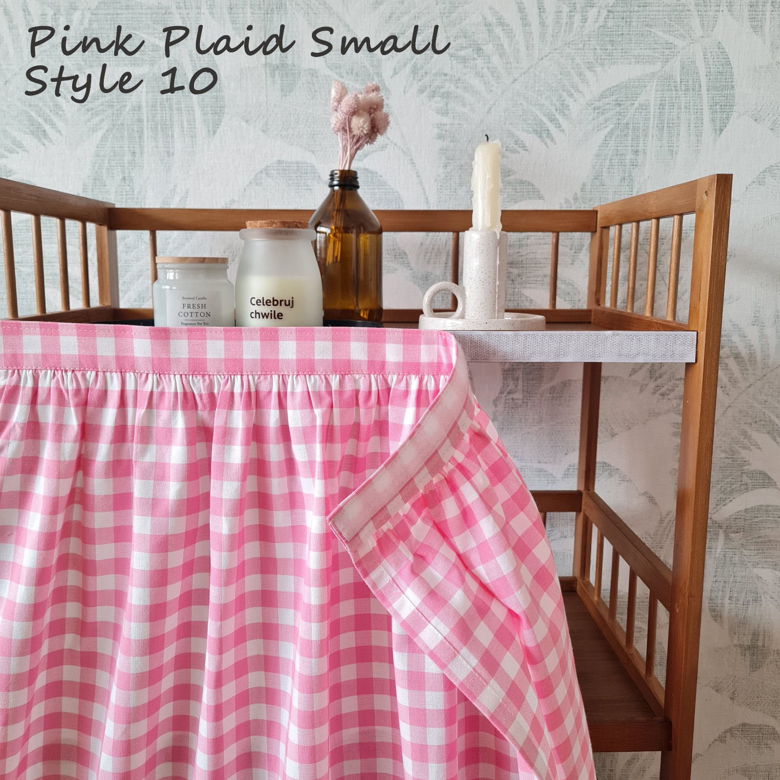 No Drill Hook and Loop Curtain Cabinet Kitchen Cafe Curtain Stick On Cotton