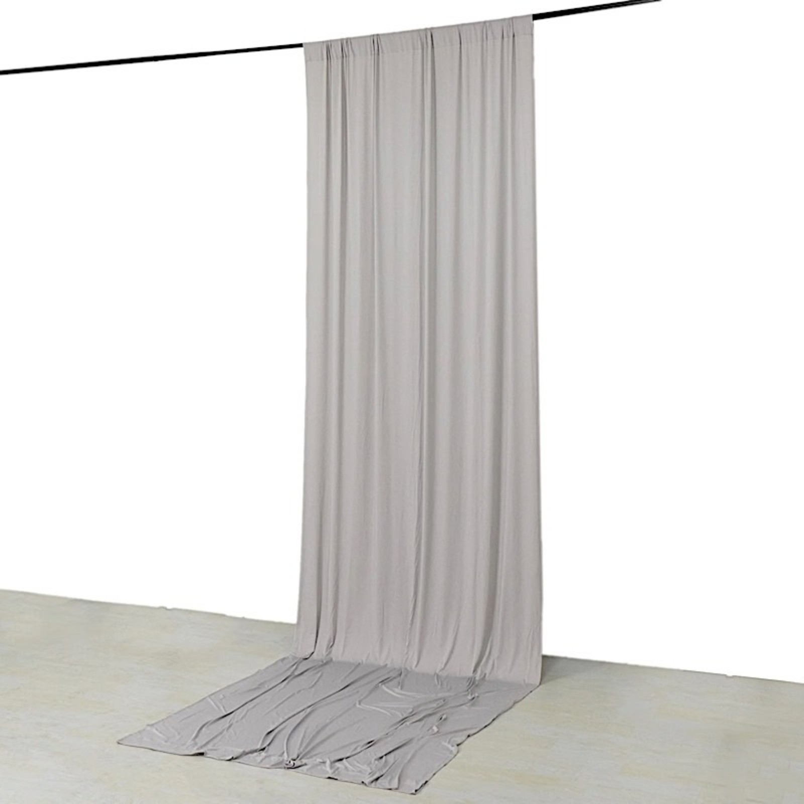 5 ft x 14 ft SILVER 4-Way Stretch Spandex Divider Backdrop Curtain Party Wedding