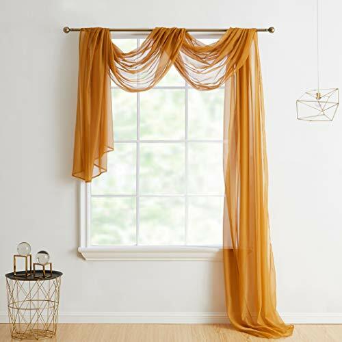 HLC.ME Light Purple Sheer Voile Window Curtain Swag Scarf – Valance – Fully