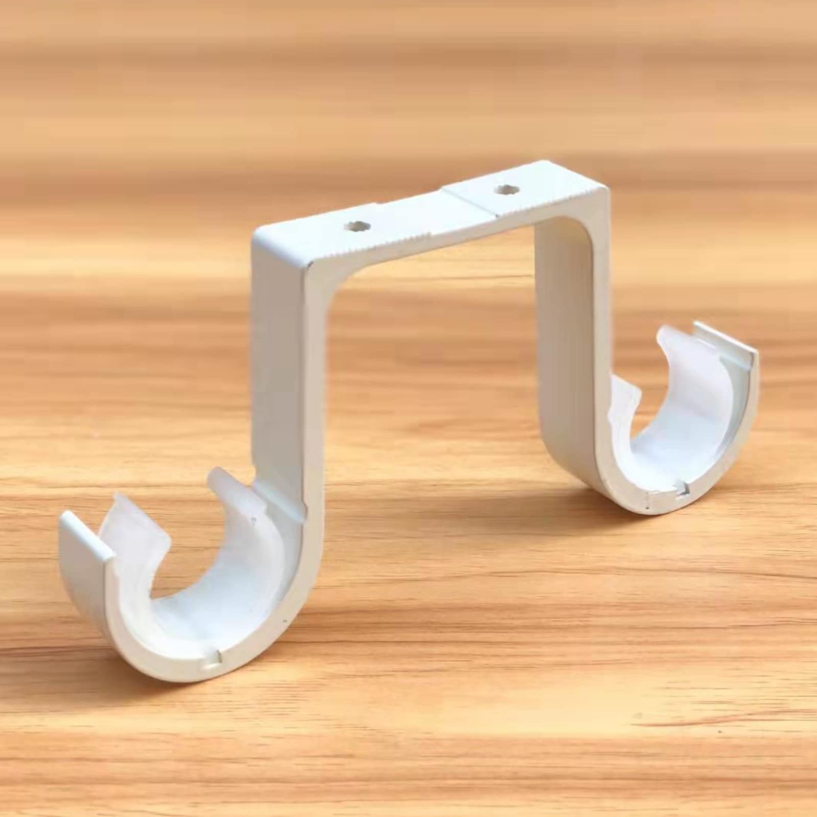 Double Curtain Rod Brackets 2Pcs, Aluminum Alloy Ceiling Mounted, White