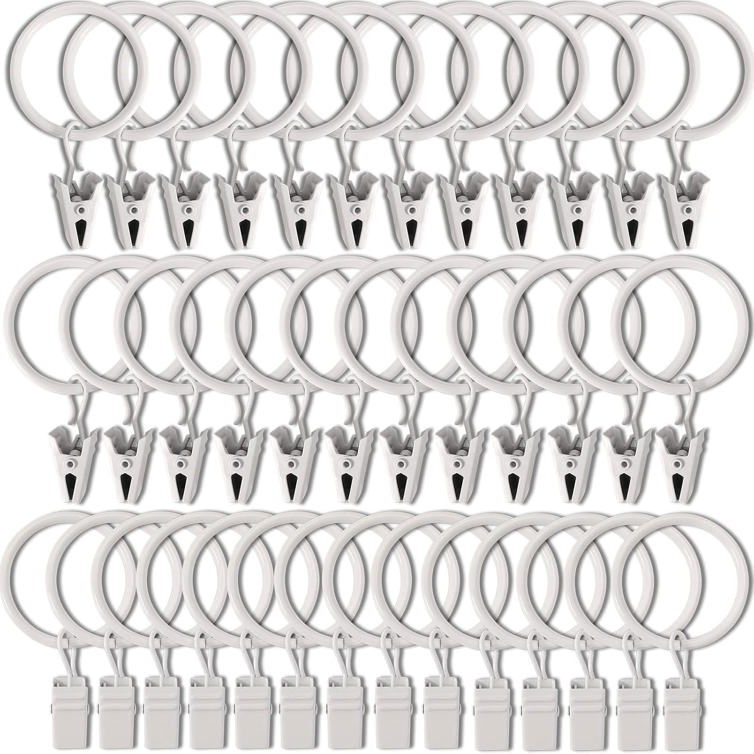 100 Pack Bronze Curtain Rings with Clips, Curtain Hooks Hangers Clip Rings for H