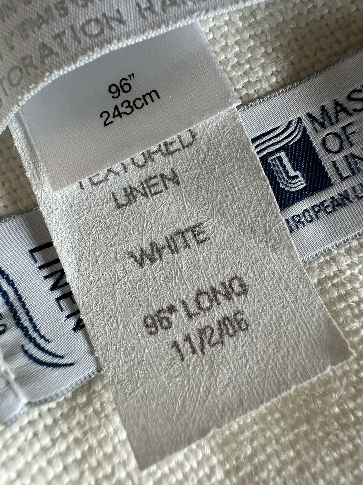 Single Restoration Hardware Belgian Textured Linen Curtain 96×48 White Lined