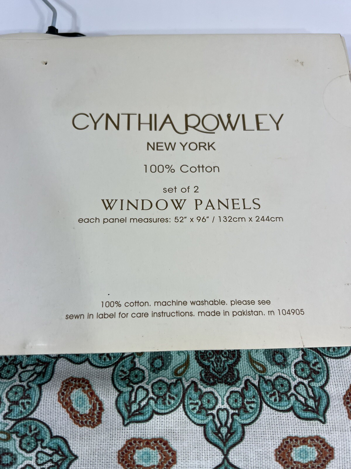 Cynthia Rowley Window Panels Pair 52 x 96″ Geometric Medallions Turquoise Aqua