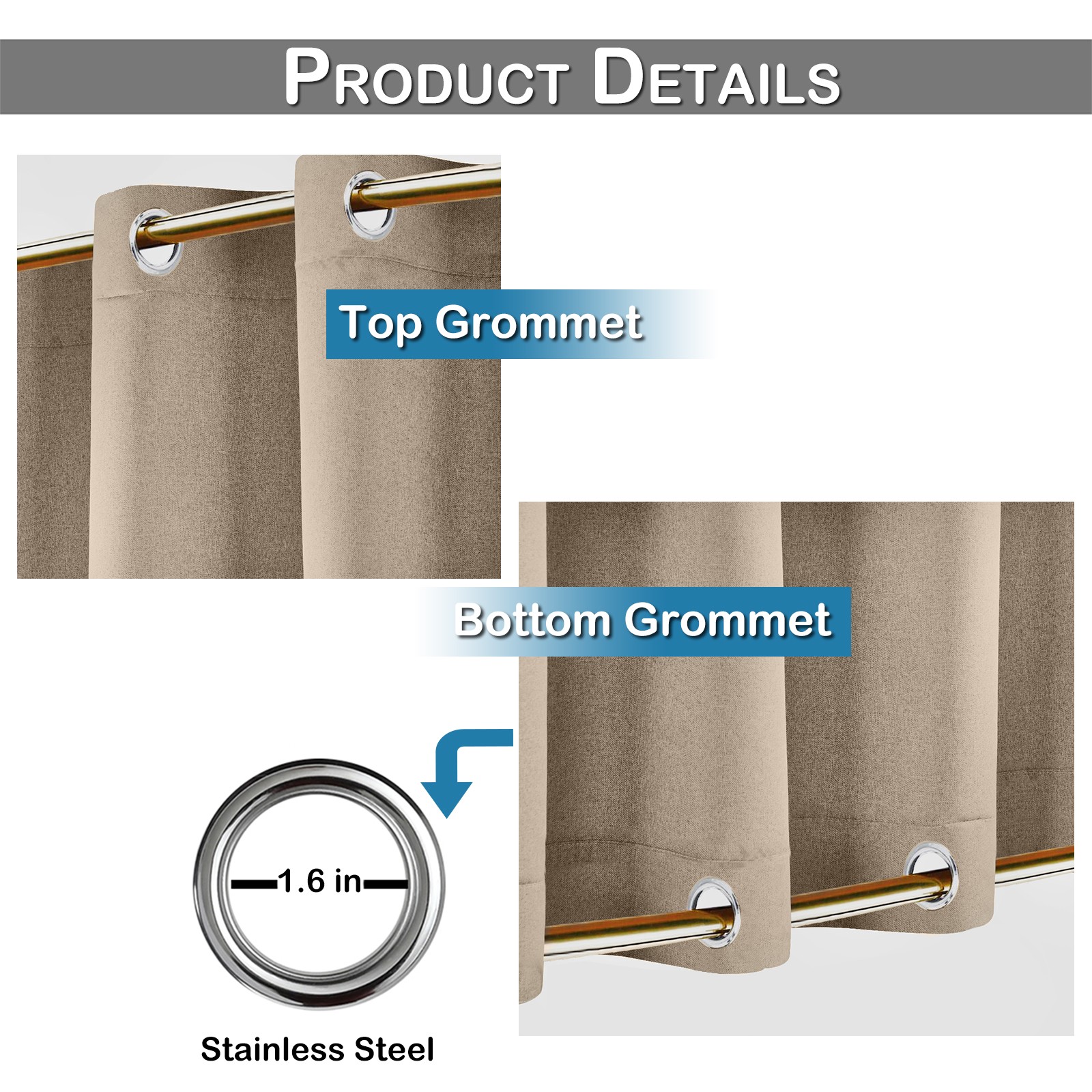 Outdoor Curtains for Patio Waterproof & Windproof Cordless Extra Wide Drapes